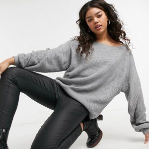 Style Cheat Grey Waffle Knit Sweater M